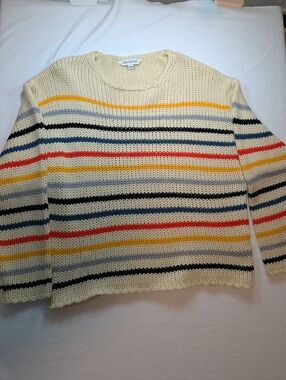 Davi And Dani Cream Multistripe Knit Sweater